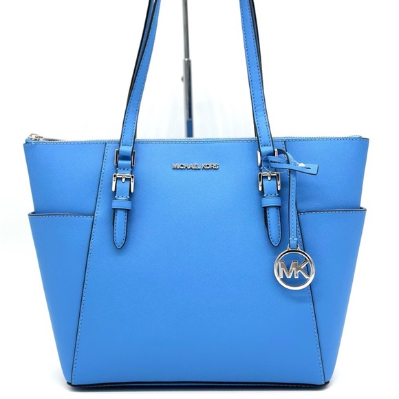 Michael Kors Large Charlotte Tote Bag Blue/Silver - Picture 2 of 11